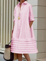 Fashion Layered Pleated Casual Going Out Midi Dresses Pink Midi Dresses - Tophatter Daily Deals