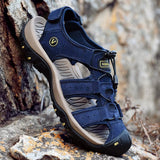 Summer Men Sandals Leather Beach Shoes Blue Men Sandals - Tophatter Daily Deals