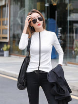 Autumn Winter Elastic Cotton Casual T Shirt Blouses - Tophatter Daily Deals