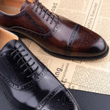 Genuine Cowhide Formal Office Classic Brogue Shoe Men Dresses Shoes - Tophatter Daily Deals