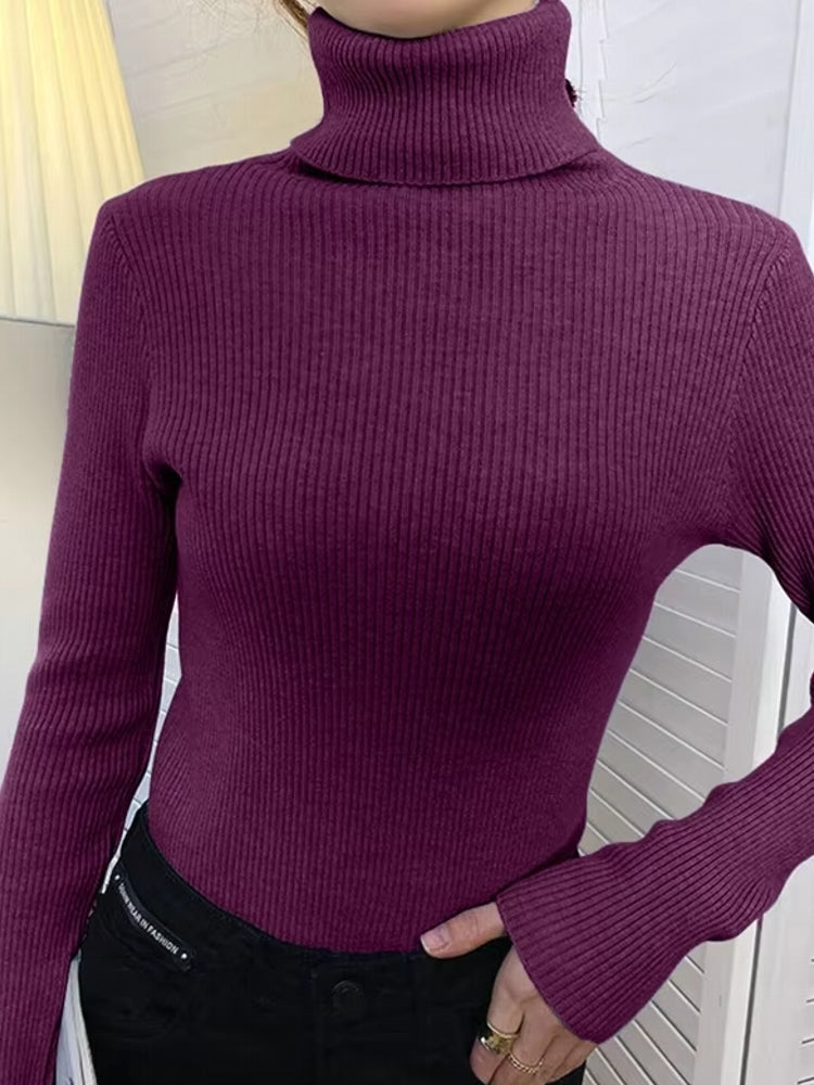 Basic Soft Top Sweaters For Women Wine Red Blouses - Tophatter Daily Deals