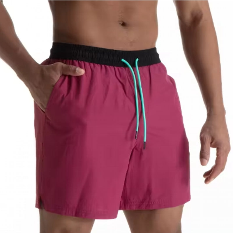 Men Beach Swimming Trunks Burgundy Swimsuit - Tophatter Daily Deals