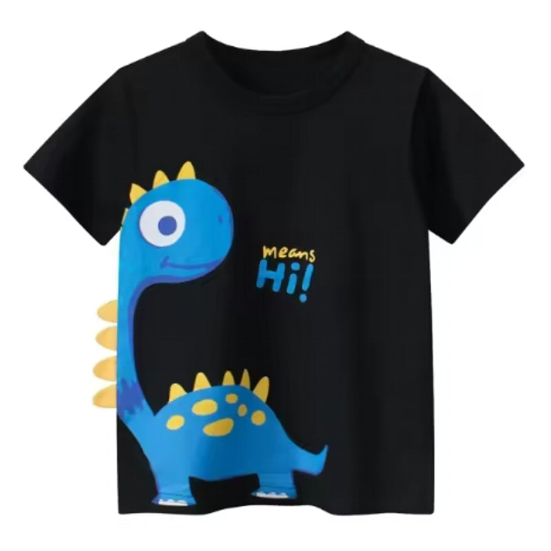 Cartoon Dinosaur T-shirts for boys O-neck children Cloth Navy kids clothing - Tophatter Daily Deals