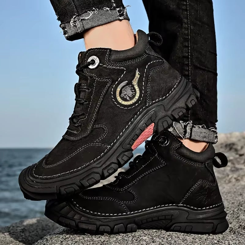 Winter Wear-resistant Ankle Mountaineering Boots Men Dresses Shoes - Tophatter Daily Deals