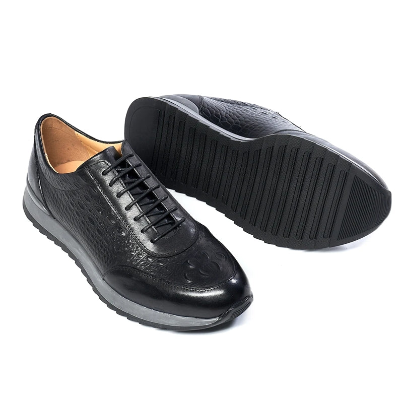 Men Genuine Leather Crocodile Pattern Casual Sneakers Men Dresses Shoes - Tophatter Daily Deals