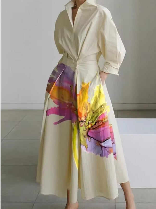 Lapel Shirts Dress For Women Maxi Dresses - Tophatter Daily Deals