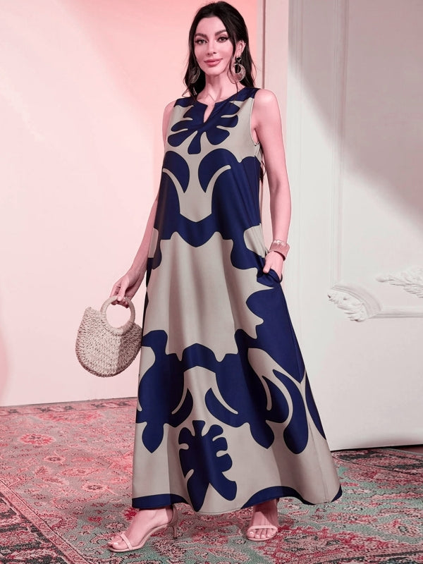 Abstract Print Sleeveless Maxi Dress Maxi Dresses - Tophatter Daily Deals