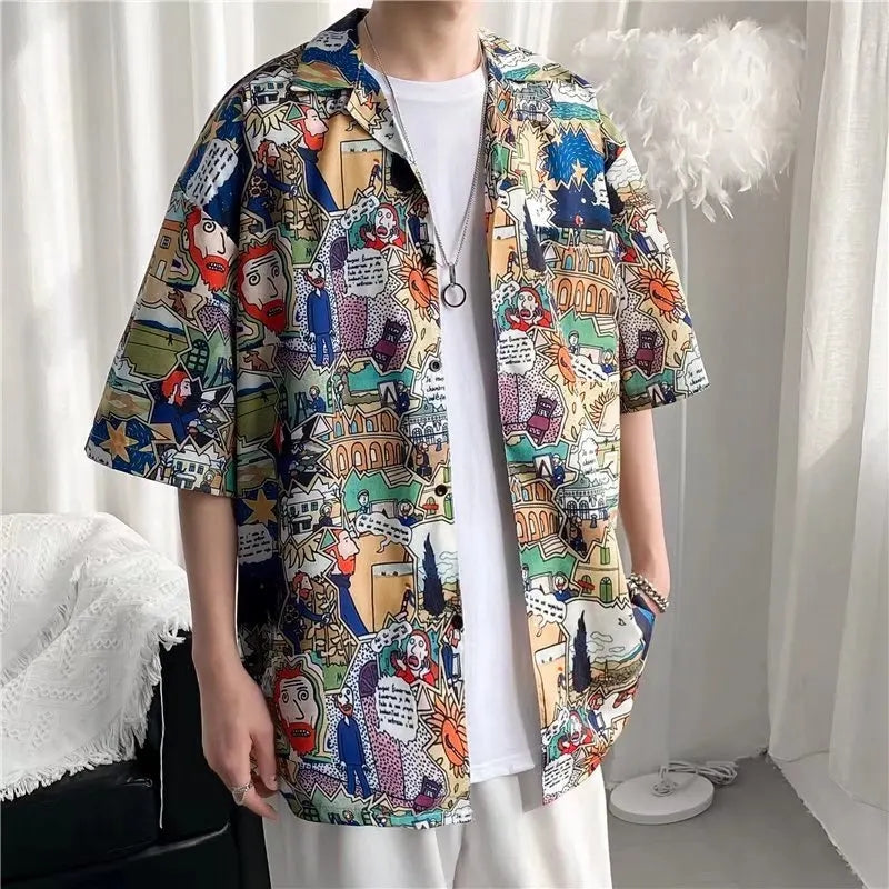 Summer Men Hawaiian Short Sleeve Shirts Men's Shirts - Tophatter Daily Deals