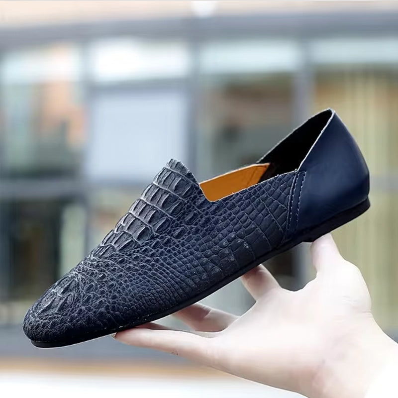 Men Loafer Comfortable Made Crocodile Pattern Shoes Blue Men Dresses Shoes - Tophatter Daily Deals