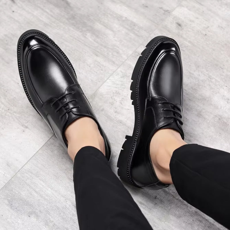 Genuine Leather Heels Men Dress Shoes Men Dresses Shoes - Tophatter Daily Deals