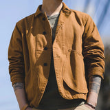 Men Work Wear Cotton Coats Multi Pocket Jacket Camel Men's Clothing - Tophatter Daily Deals