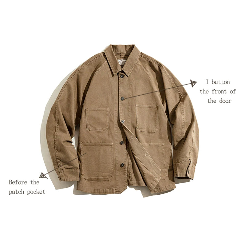 Cotton Solid Chore Coat Paris Buckle Jackets for Men Men's Clothing - Tophatter Daily Deals