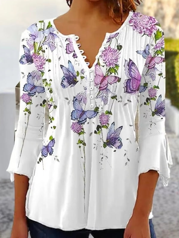 Fashion Women Shirt Casual Loose Long Sleeved Shirt Violet Blouses - Tophatter Daily Deals