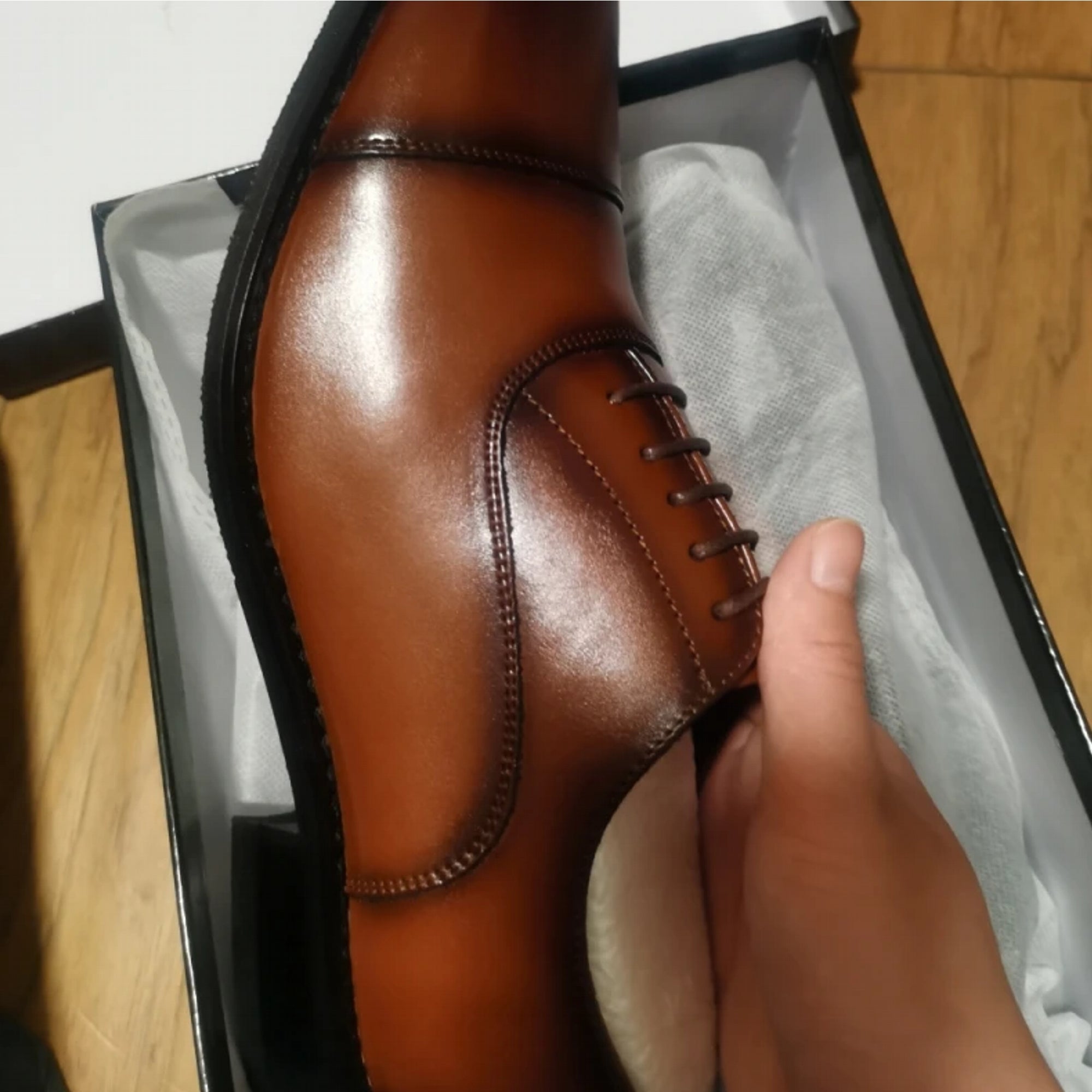 Brown Leather Oxford Shoes Men Shoes - Tophatter Daily Deals