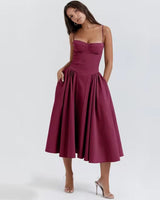Elegant Events Corset Dress Sexy Strapless Midi Dresses Purple Midi Dresses - Tophatter Daily Deals