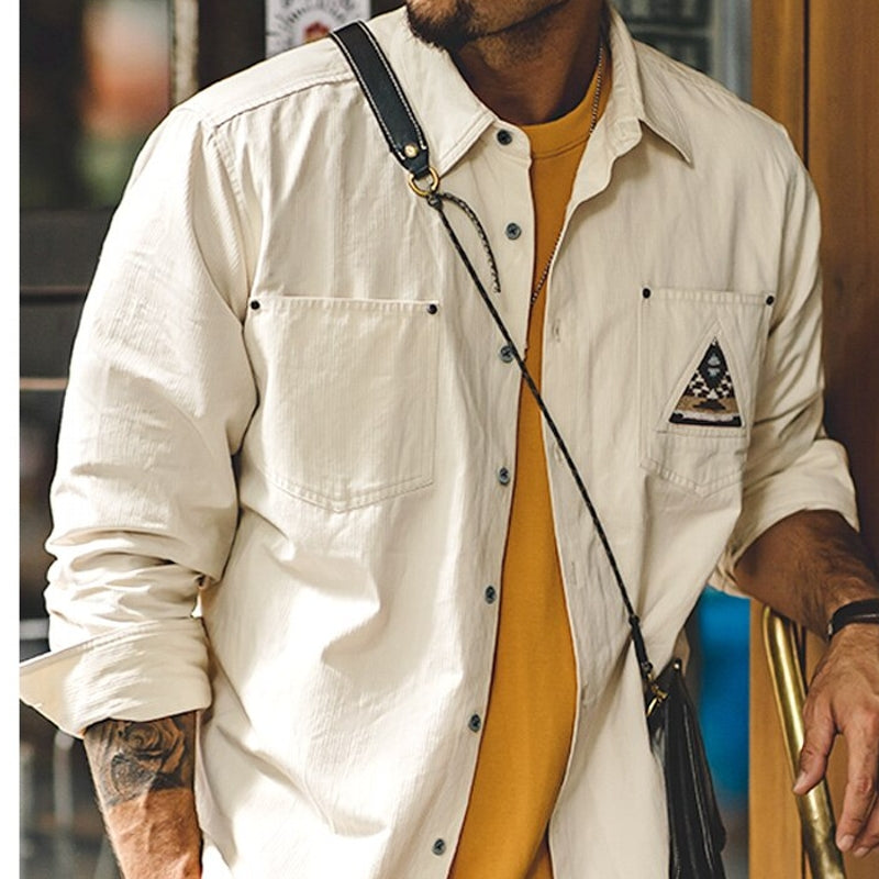 Retro Sleeve Patchwork Pocket Totem Shirt Men's Clothing - Tophatter Daily Deals