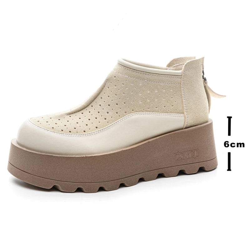 Women Suede Cow Causal Shoes Wedge Flats 6CM Casual Women Shoes - Tophatter Daily Deals