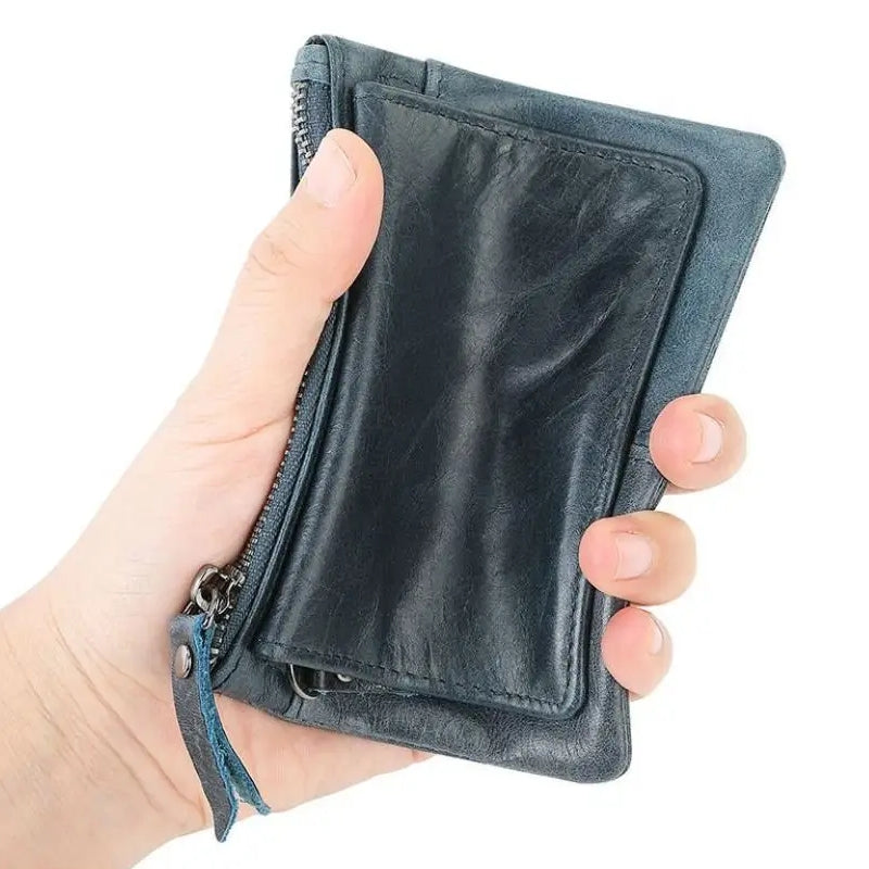 Retro RFID Wallet Small Men Credit ID Card Holder Blue Wallets - Tophatter Daily Deals