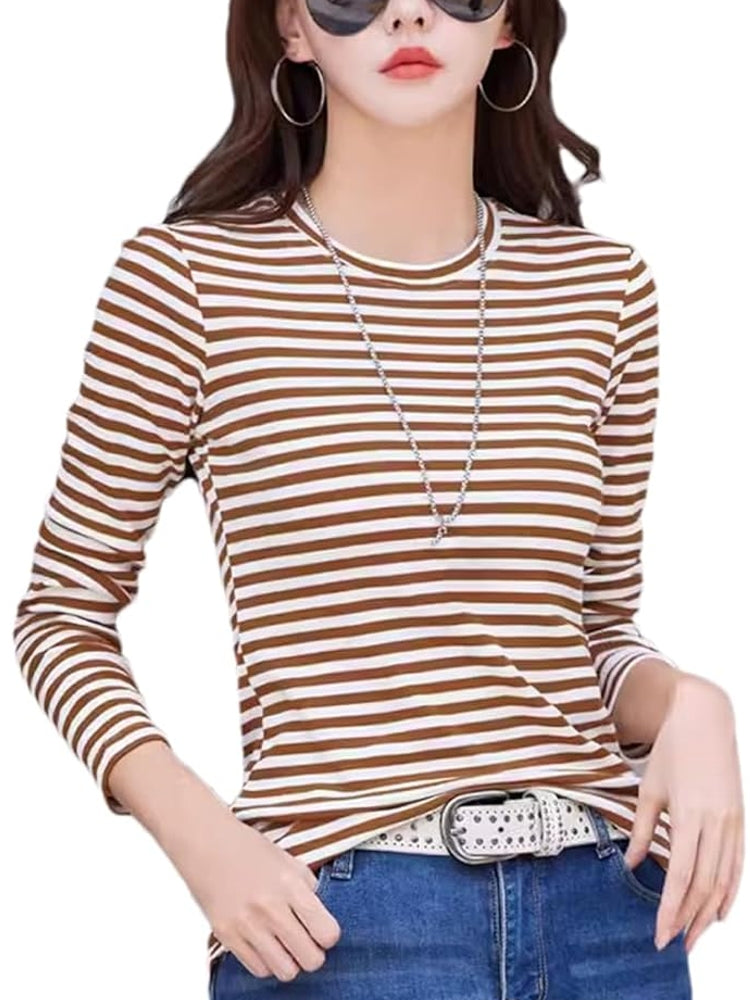 Perfect Blend of Style and Comfort Striped T-Shirt Blouses - Tophatter Daily Deals