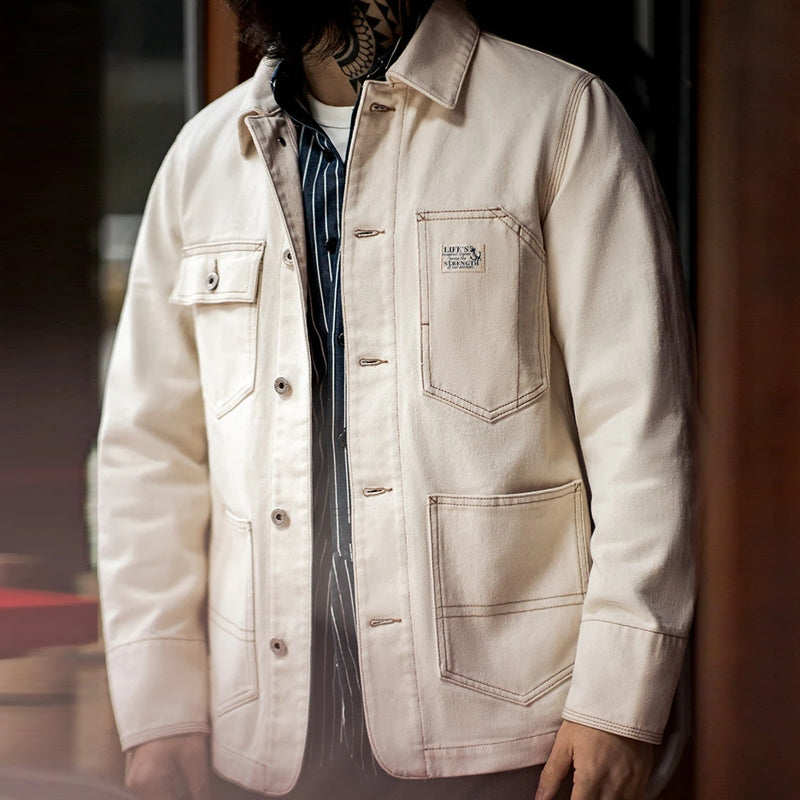 Cotton Lapel Jackets Multi-pocket Short Parkas Men Jackets - Tophatter Daily Deals