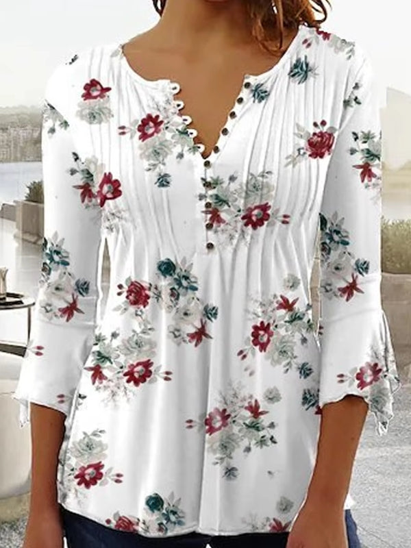 Fashion Women Shirt Casual Loose Long Sleeved Shirt Red Blouses - Tophatter Daily Deals