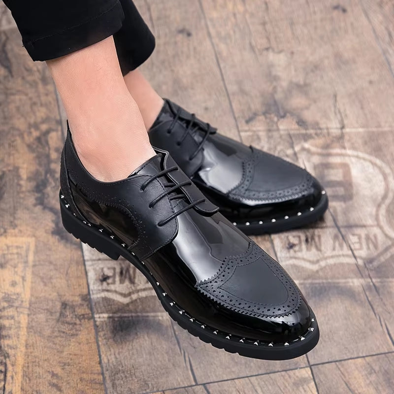 Loafers Shoes Lace Up Low Heel Platform Shoes Black Men Dresses Shoes - Tophatter Daily Deals