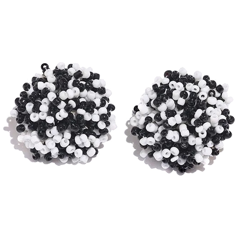 Fashion Handmade Beaded Stud Earrings Grey Earrings - Tophatter Daily Deals