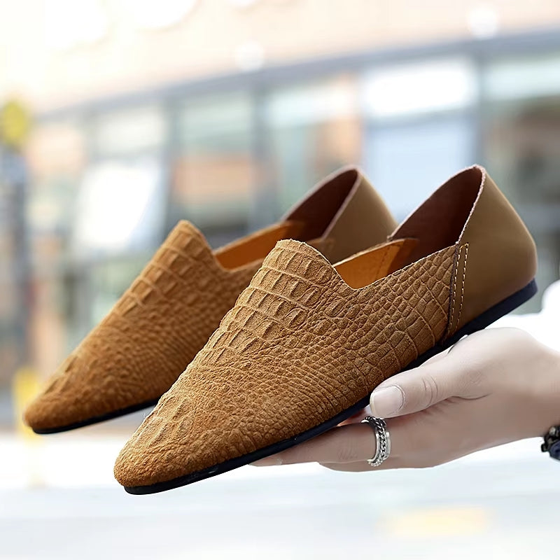 Men Loafer Comfortable Made Crocodile Pattern Shoes Men Dresses Shoes - Tophatter Daily Deals