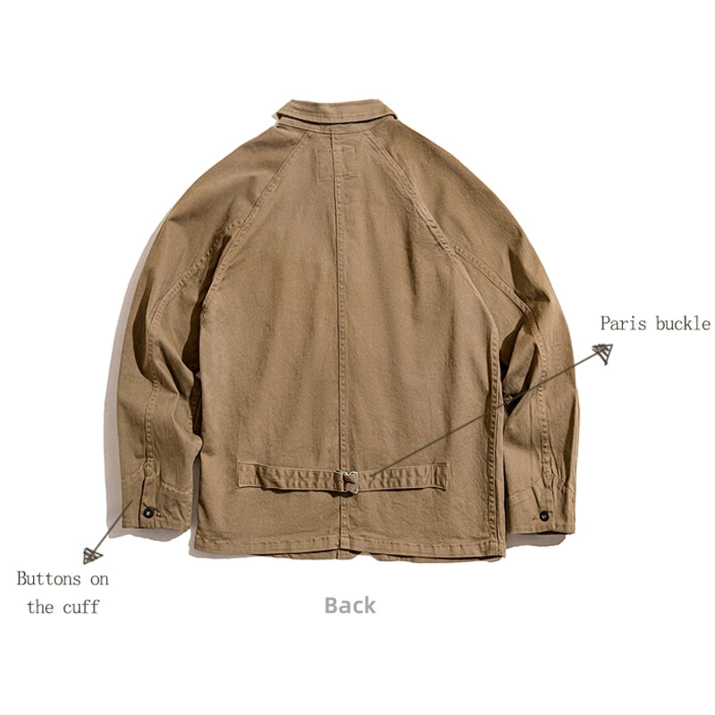 Cotton Solid Chore Coat Paris Buckle Jackets for Men Men's Clothing - Tophatter Daily Deals