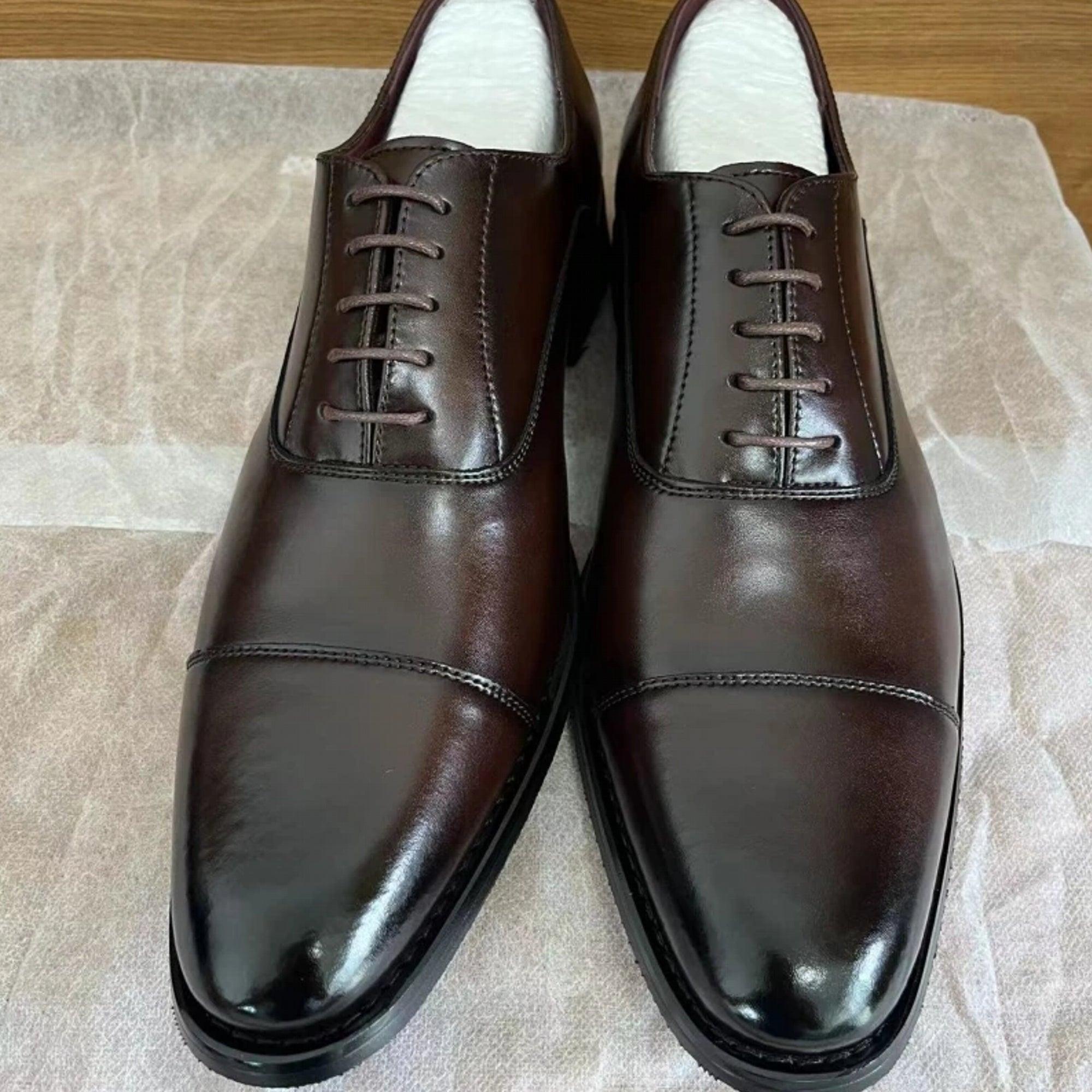 Brown Leather Oxford Shoes Dark Brown Men Shoes - Tophatter Daily Deals