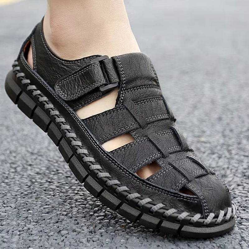 Slip On Split Leather Shoes Men Flats Men Sandals - Tophatter Daily Deals