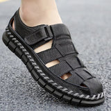 Slip On Split Leather Shoes Men Flats Men Sandals - Tophatter Daily Deals