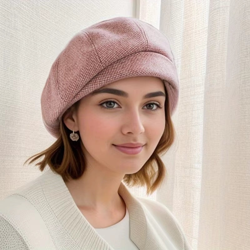 Simple Women Wool Beret Cap Pink Cap - Tophatter Daily Deals