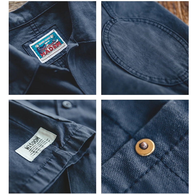 Men Jackets Cotton Navy Blue Washed Coat Men's Clothing - Tophatter Daily Deals