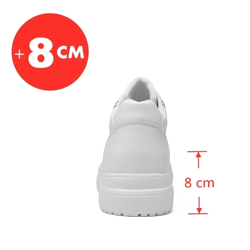 8cm White Black Taller Shoes Men Sneakers - Tophatter Daily Deals
