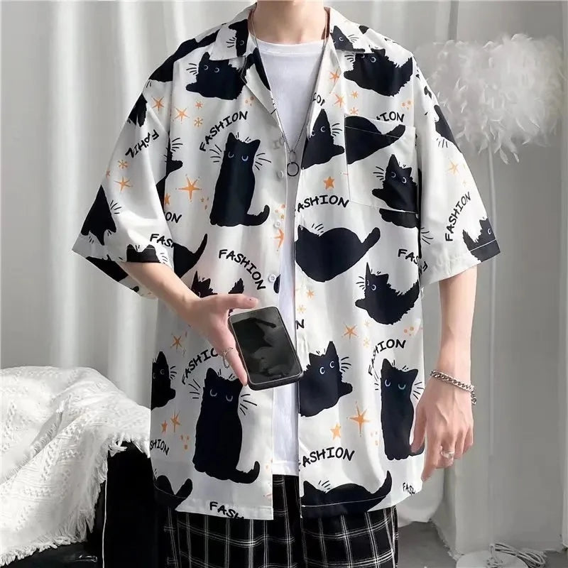Summer Men Hawaiian Short Sleeve Shirts White Men's Shirts - Tophatter Daily Deals