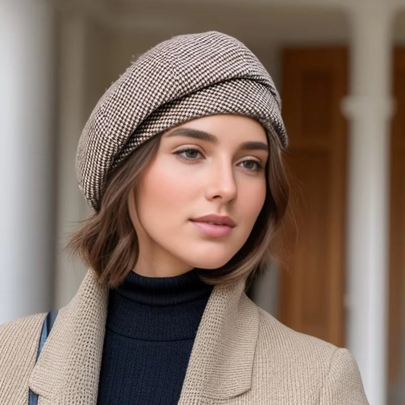 Simple Women Wool Beret Cap Brown Cap - Tophatter Daily Deals