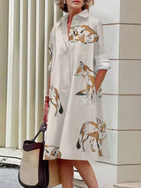 Fashion Street Shirt Midi Dress Wolf Midi Dresses - Tophatter Daily Deals