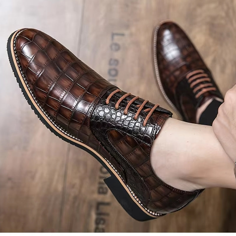 Men Dress Shoes Thick Soled Shoes Anti Skid Oxford Shoes Brown Men Dresses Shoes - Tophatter Daily Deals