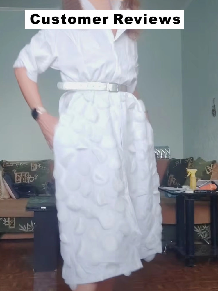 Women Lapel Collar Half Sleeves Shirt Dress Midi Dresses - Tophatter Daily Deals