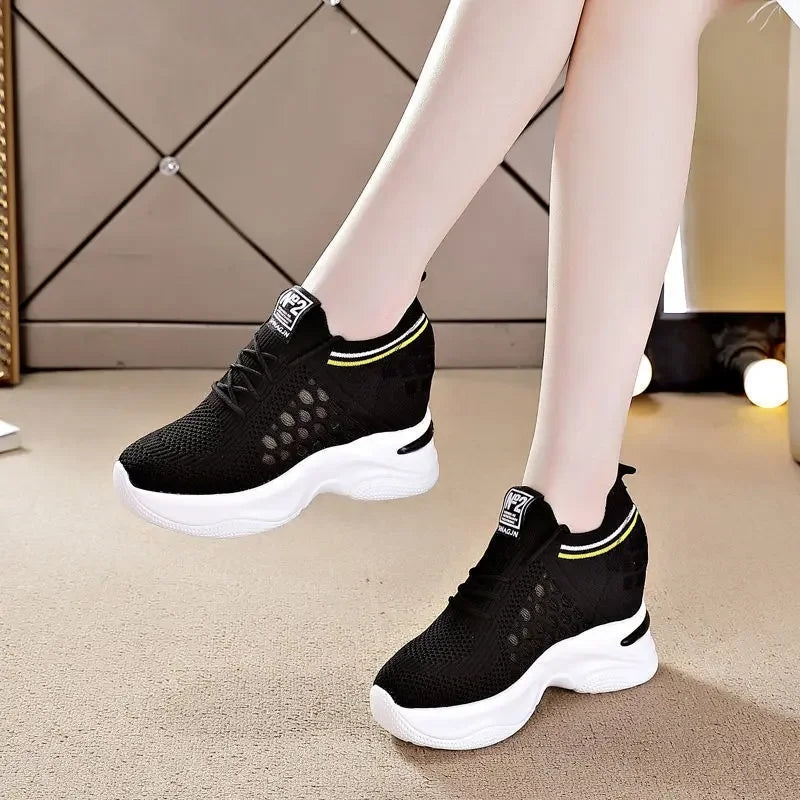 High Heels Breathable Elevator Shoes 8cm High Heel Sneaker - Tophatter Daily Deals