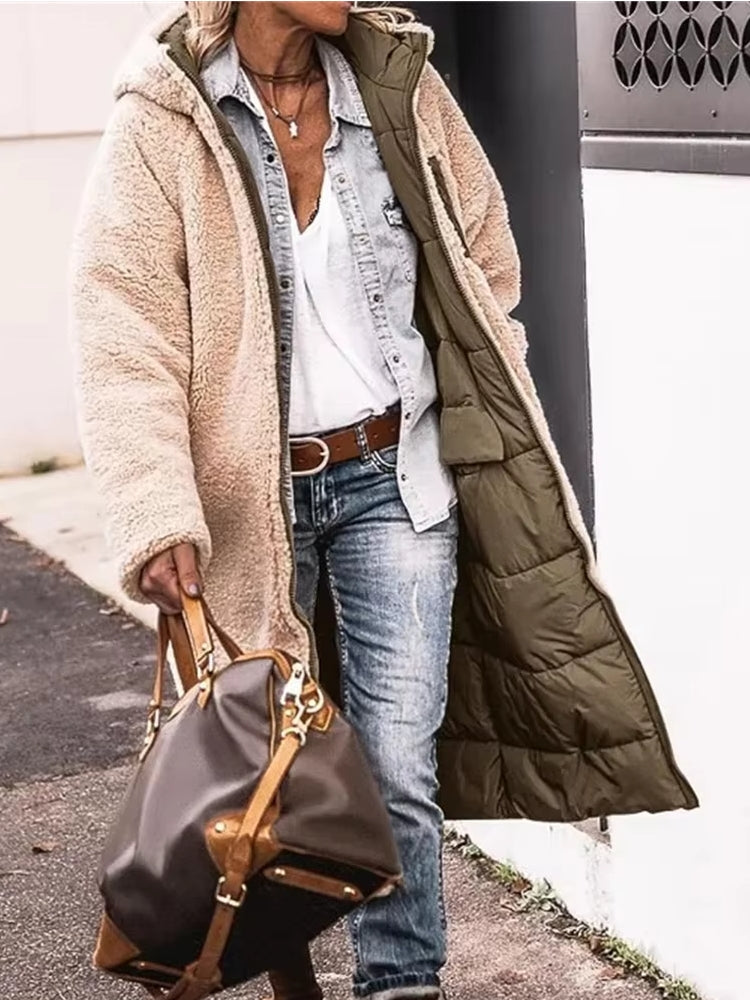 Fashion Winter Hooded Solid Reversible Thick Coat Green Coats & Jackets - Tophatter Daily Deals