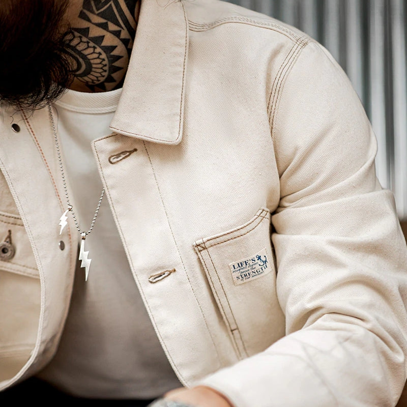 Cotton Lapel Jackets Multi-pocket Short Parkas Men Jackets - Tophatter Daily Deals