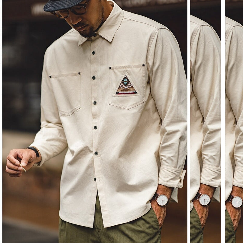 Retro Sleeve Patchwork Pocket Totem Shirt Men's Clothing - Tophatter Daily Deals