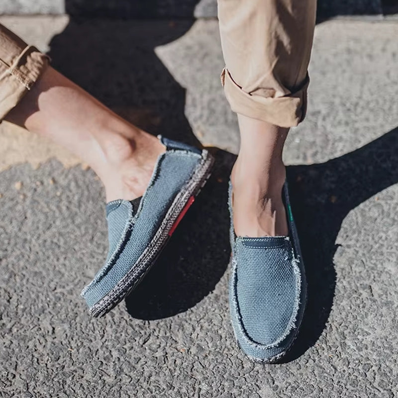 Canvas Loafers Breathable Men Flat Lazy Shoes Loafers - Tophatter Daily Deals