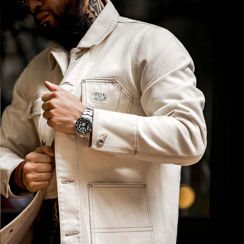 Cotton Lapel Jackets Multi-pocket Short Parkas Men Jackets - Tophatter Daily Deals