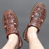 Slip On Split Leather Shoes Men Flats Men Sandals - Tophatter Daily Deals