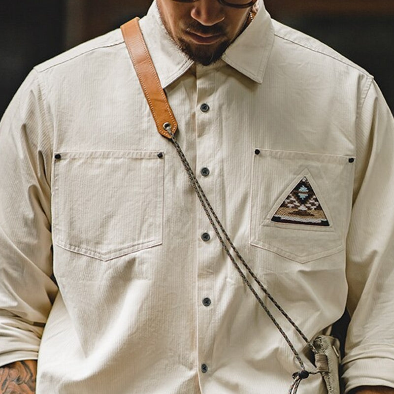 Retro Sleeve Patchwork Pocket Totem Shirt Men's Clothing - Tophatter Daily Deals