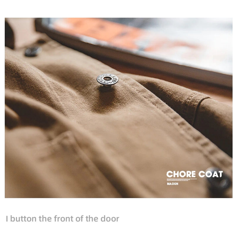 Cotton Solid Chore Coat Paris Buckle Jackets for Men Men's Clothing - Tophatter Daily Deals