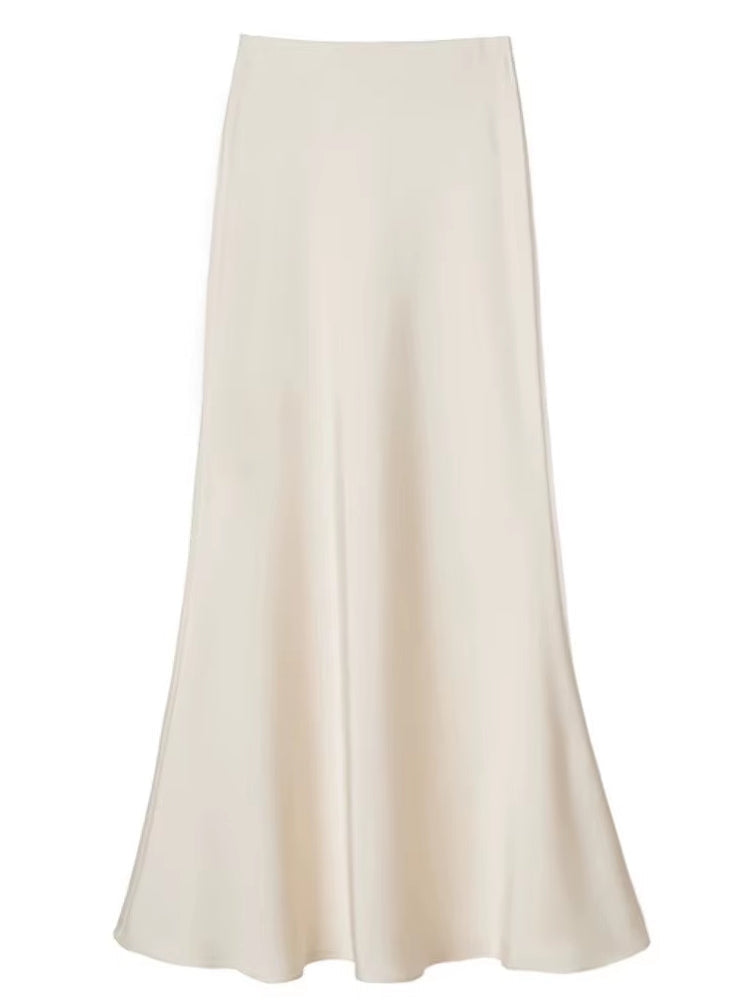 Smooth and silky Hip Wrap Zipper Skirt For Office Lady Beige Midi Dresses - Tophatter Daily Deals